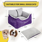 BurgeonNest Dog Car Seat for Small Dogs & Cats Under 25 lbs, Purple