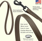 Dogline Biothane Waterproof Dog Leash Strong Coated Nylon Webbing with Black Hardware Odor-Proof Easy to Clean High Performance for Small or Large Dogs Made in USA 2 ft Lead, Dark Chocolate Brown