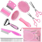 Complete Pet Grooming Solution by Dog - 9PCS Kit with Slicker Brush, Deshedding Tool, and Grooming Comb for All Breeds and Sizes, Promotes Healthy Skin and Coat
