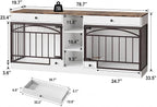GarveeHome Dog Crate Furniture for 2 Dogs, Dog Kennel Indoor with Storage and Feeding Bowls, Double Dog Crate TV Stand for Small Medium Dogs, White