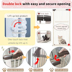 Lumizone 55.12" Extra Tall Pet Gate for Cat Dog 30.12"-59.24" Wide Cream | Extra Tall Cat Gate for Doorway Hallway Stairs Pressure Mounted 1.37" Gap No Drilling Auto-Close Dual-Lock