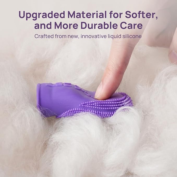 HICC PET Dog Finger Toothbrush, Dual-Sided Soft Silicone, 2-Pack | Ergonomic anti-slip finger toothbrush for medium and large dogs, providing a comfortable grip and better brushing control.