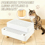 Adjustable Litter Box Step, Cat Litter Box Ramp/Catcher with Wooden Feet | 2 Steps,Fits Automatic Litter Box Steps, Filter Function, Anti-Tracking, Easy to Clean, For Small & Elderly Cats
