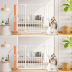 34" Tall Baby Gate No Drilling, Auto Close Dog Gate Indoor, White | for Doorways & Stairs, Pressure Mounted 29"-45" Wide Pet Gate, Easy Walk Through Stair Gate for Baby & Pet Stroller Friendly