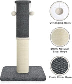 Made4Pets Cat Scratching Post with Sisal & Carpet for Indoor Cats, 23.6" | Cat Scratcher with Wide Stable Base, Interactive Hanging Toys, Ideal for Kittens, Small Cats and Everyday Indoor Play