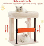 Hey-brother Cat Tree, Sturdy Tower with Sisal-Wrapped Columns, MPJ010SM | 18.9 Inches Cats Scratching Posts with Bed, Plush Toy Ball for Indoor Kittens, Beige