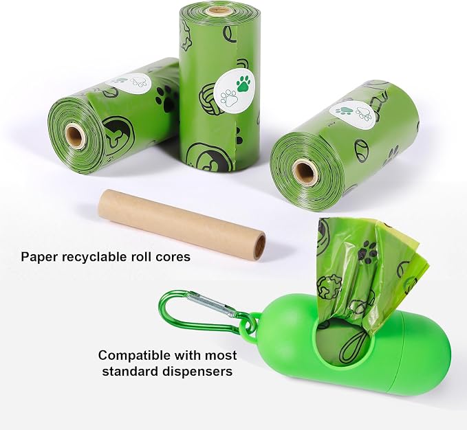 Thick Dog Poop Bags Rolls - Grab'n'Go, Hands Stay Clean! - 420PCS Scented | Odor Control Doggie Poop Bags 13 x 9 in for All Breeds - with 2 Dispensers for Daily Walks Outdoor Cleanup (Green)