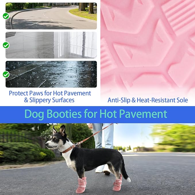 MIGOHI Reflective Dog Shoes for Small Dogs,Small Dog Boots & Paw Protectors for Summer Hot Pavement Hardfloors with Anti Slip Waterproof Rubber Grip Sole,Dog Booties for Indoor Outdoor Walking Running