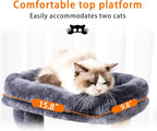 Heybly Cat Tree, 40" Tower with All-Sisal Wrapped Scratching Post HCT006SG | Cat Tower for Indoor Cats, Cat Condo with Soft Platform, 2 Baskets and Dangling Toy, Smoky Gray