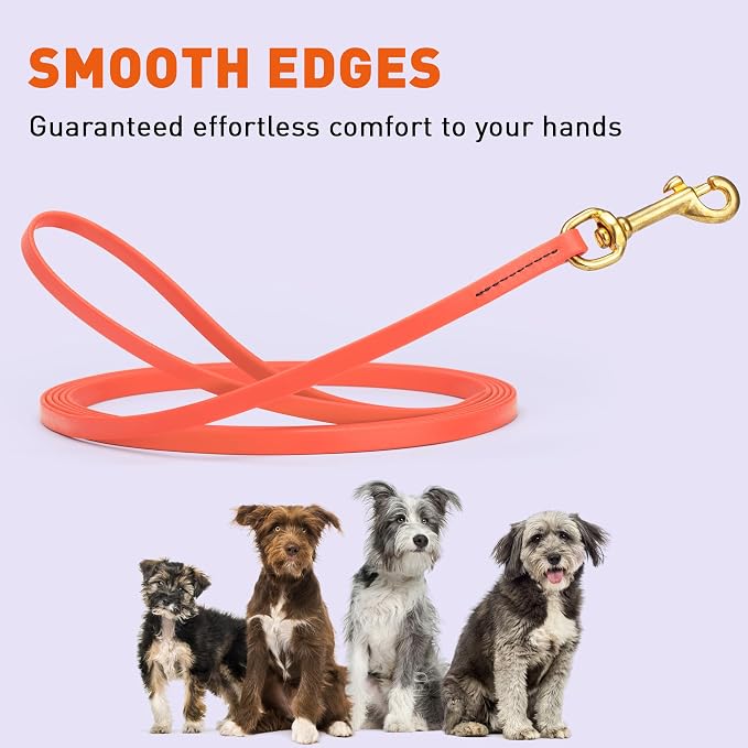 Viper Biothane K9 Working Dog Leash Waterproof Lead for Tracking Training Schutzhund Odor-Proof Long Line with Solid Brass Snap for Puppy Medium and Large Dogs, 10ft Coral