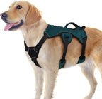 rabbitgoo Escape Proof Dog Harness for Large, No Pull with Lift Handle | No Escape, Full Soft Padded, Reflective Adjustable Vest, Leash Clip for Walking Hiking Training, Dark Green, Large