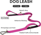 PetiFine 5FT Heavy Duty Dog Leash with Soft Padded Double Handle | Traffic Handle Extra Control,Auto Lock Hook,Reflective Nylon Walking Lead for Large,Medium,Small Breed Dogs