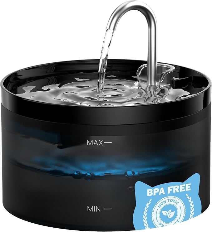 Cat Water Fountain: Dog Bowl Fountains - Automatic Pet Dispenser - Dogs Drinking Waterer Bowls Indoor - Auto Watering Dish Supplies - Easy Cleaning Animal Machine - Quiet 67oz/2L Kitty Drink Fountain
