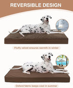 KSIIA Orthopedic Dog Bed for Large Dogs with Waterproof Lining, Brown,41x27 | Deluxe Soft Plush Dog Crate Bed, Washable Pet Mat with Removable Cover & Egg Crate Foam for Large Dogs Sleeping & Relaxing