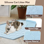 Garoopion Silicone Cat Litter Mat 34×22 inch, Easy to Clean, Blue | Waterproof Silicone Mat with Raised Edges, Catch Litter, Protect Floor from Urine, Multi-Use for Dog/Sink/Kitchen/Boots