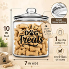 1-Gallon Glass Dog Treat Container Airtight – Large Countertop Dog Cookie Jar with Lid for Dog Treat Storage, Decorative Treat Jar & Dachshund Accessories