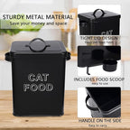 Cat Food Storage Container Farmhouse Pet Food Storage Containers with Lid and Scoop, Perfect Vintage Canister Treats Tin for Kitchen Countertop, Shelf, Great Gift for Pet Owners - Cat Food - Black