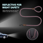 Mile High Life Dog Leash with Genuine Leather Connection, Reflective | Rope Leash, Heavy Duty 360° Swivel Metal Clasp, for Small Medium & Large Dogs Walking (Hot Pink, 72 Inch-1/2)