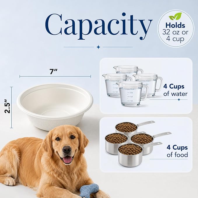 Kinn Kleanbowl Pet Bowl Stainless Steel Frame, 32 oz (Pack of 2) | Compostable Refills, Spill-Proof Stable, Disposable, Easy Cleaning, No Plastic
