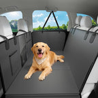 Hard Bottom Dog Car Seat Cover, 52"×65", Waterproof PU Leather | Stable Hard Bottom Support for Comfortable Rides with Large Dogs