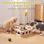 Cat Nail Care Enrichment Box, Interactive Cat Activity Box with 4 Bell Balls, 2 Catnip Balls & 1 Feather Wands, Natural Claw Care & Boredom Relief for Indoor Cats