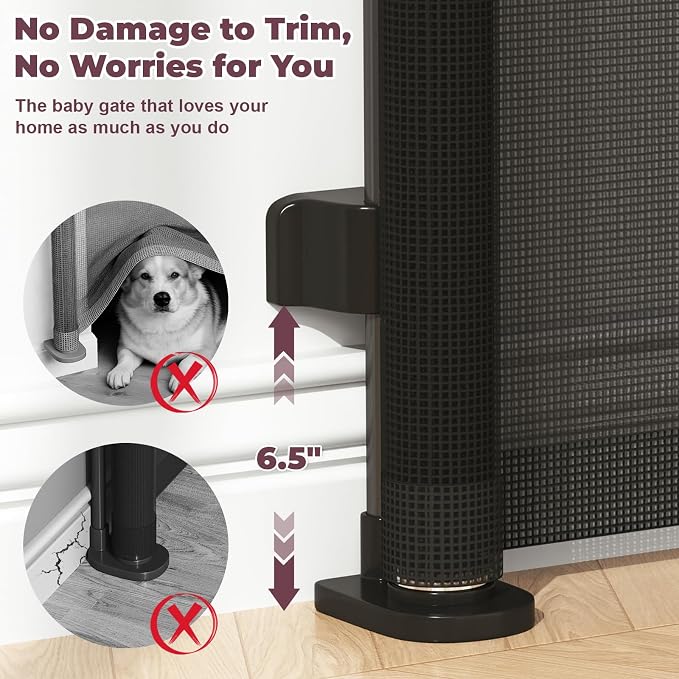 78" Retractable Extra Wide Baby Gates for Stairs, Long Mesh Dog Gate | Indoor Outdoor Pet Gate for Large Openings, Ideal for Doorways Hallways Kitchens Decks & Porches, 34" Height, Black