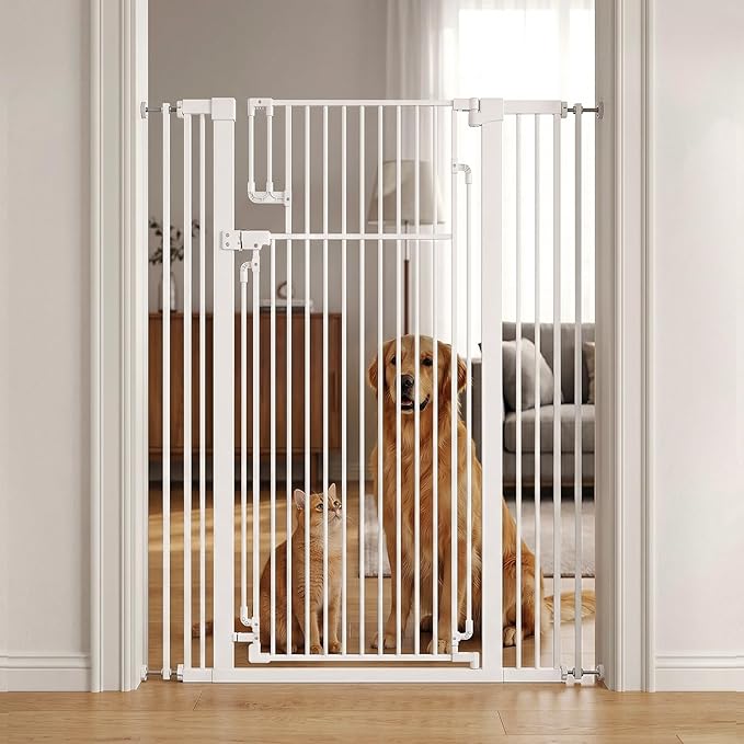 51-inch Extra Tall Pet Gate for Cats & Dogs,White | Fits widths of 31.5-42.5“,Extra Tall Design, Pressure/Screw mounted, Suitable for stairs and doorways