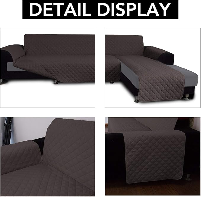 Easy-Going Reversible L-Shape Sectional Couch Cover, X-Large, Chocolate | Soft Sofa Slipcover For Dogs, Fits Left/Right Chaise Lounge Protector, Water Resistant Mat For Living Room