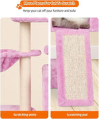 FISH&NAP Cute Cat Tree Kitten Cat Tower for Indoor Cat Condo Sisal Scratching Posts with Jump Platform Cat Furniture Activity Center Play House Pink | FISH&NAP For Indoor with Jump Platform Activity Center Pink