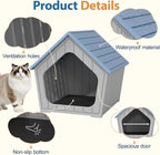 Cat Litter Box Enclosure, Resin Enclosed Litter Box Furniture with Air Holes, Outdoor Cat House Weatherproof, Wide Opening Design for Easy Cleaning, Blue
