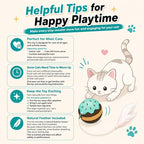 Interactive Cat Toys for Indoor Cats, Automatic Rechargeable Rolling Ball | Realistic Bird Chirping Sound, 6-Color Breathing Light Wand, Feather & Tail Attachments included, Large 3-Inch Ball Design