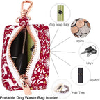 ARING PET Dog Waste Bag Dispenser, Cotton Doggy Poop Bags Holders Attach to Any Leashes, Portable Washable Christmas Pet Waste Pouch Dispenser with Metal Zipper
