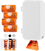 PEXTER Dog Poop Bag Dispenser - Outdoor or Indoor Pet Waste Bag Dispenser Station - Stick-On or Screw-On Wall Mount - Poop Bags Storage Outdoor Container - Includes 4 Doggie Bag Rolls (White)
