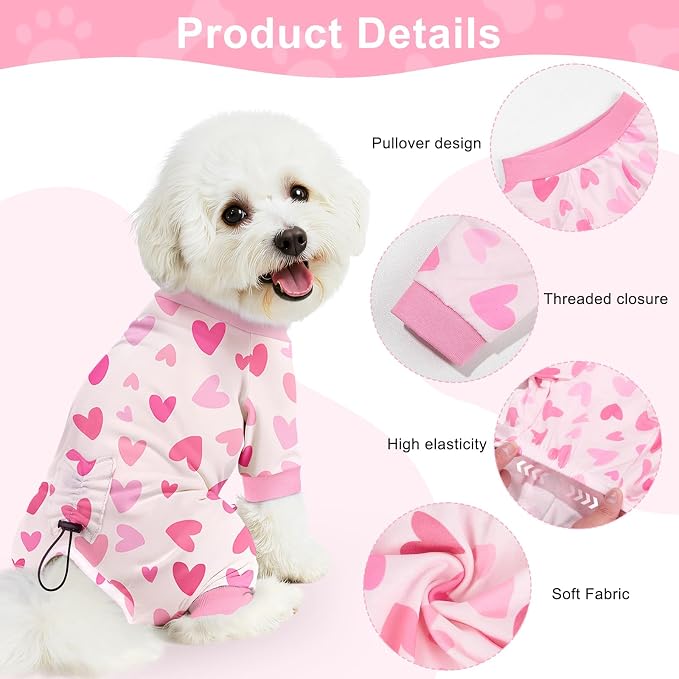 Bienbee Dog Pajamas, 4 Pack Adjustable Onesies for Small to Large Dogs XS | Dog Shedding Suit with Soft Fabric, Breathable & Stretchy, and Adjustable Back Length for Sleeping Lounging and Daily Use