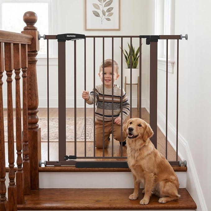 Mumeasy 36" High Extra Tall Dog Gate, 29.7"-40.5" Wide Pressure Mounted Tall Baby Gate for Dog, Auto Close Pet Gate with Door for Stairs,Doorways,House,Black