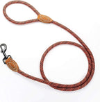 Mile High Life Dog Leash with Genuine Leather Connection, 6 FT/5 FT/4 FT | Rope Leash, Heavy Duty 360° Swivel Metal Clasp, for Small Medium & Large Dogs (Red, 72 Inch)