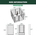 FXW Rollick Dog Playpen Wall Connection Set for Indoor and Yard, 50 Inch 8 Panels for Large Dogs with 4 Fence-to-Wall Anchors, Black | Patented