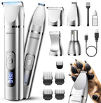 oneisall 4 in 1 Dog Grooming Kit with LCD Display | Paw Hair Trimmer & Nail Grinder, Rechargeable, Cordless, Low Noise, IPX7 Waterproof, 3 Speeds Pet Grooming Clippers