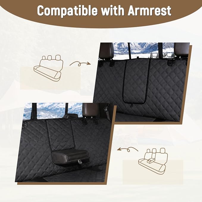 Pet Bench Seat Covers for Trucks, Heavy Duty Nonslip Car Seat Protector with ISOFIX Openings for 1-2 Child Car Seats,Fits Ford 150,Ram 1500,GMC Sierra,Toyota,Ram,Chevrolet Silverado(Black)