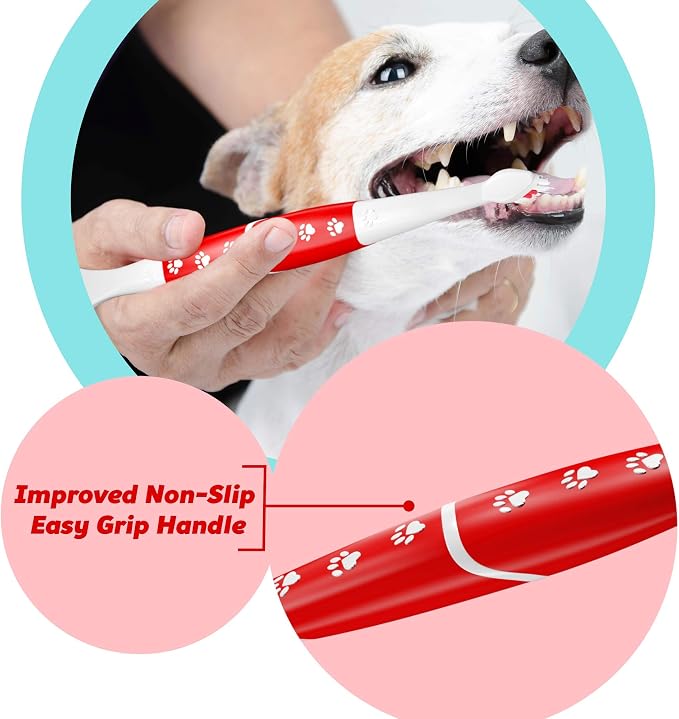 Pet Toothbrush for Dogs, Cats with Soft Bristles - Easy Teeth Cleaning & Dental Care, Non Slip Dual Head Dog Toothbrush for Medium & Large Pets, Toothpaste Not Included, Pack of 1 Green