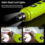 Bousnic Dog Nail Grinder with 2 LED Light - Super Quiet Pet Nail Grinder Powerful 2-Speed Electric Dog Nail Trimmer File Toenail Grinder for Puppy Small Medium Large Breed Dogs & Cats (Green)