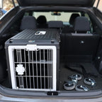 Collapsible Dog Crate & Travel Kit Bundle, 35"L x 21"W x 27"H, Hard Sided Portable Kennel with Wheels, Strap, and Zip Ties for Travel