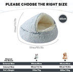 Calming Dog Bed Fluffy Plush Pet Bed Under 20 Pound，Large Cave Bed Washable Non-Slip Cat Nest Pod Windproof，Cozy Indoor Cave for Kitten Dog Non-Slip Bottom (M-25.6in)