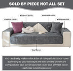 Soft Plush Geometric Quilted Couch Sofa Cover Boho Non Slip Fuzzy Sectional Couch Cover Solid Color Washable Sofa Slipcover Furniture Protector for Kids Dogs Cats (Dark Grey,36"x63")