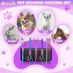 Professional Dog Grooming Scissors Set, 7 Inch/8 Inch Pet Grooming Scissors Chunkers Shears for Dog, Curved Dog Grooming Scissors, Thinning Shears for Dog with Grooming Comb | Pet Grooming Chunkers Shears for Dog, Curved Dog Grooming Scissors, Thinning...
