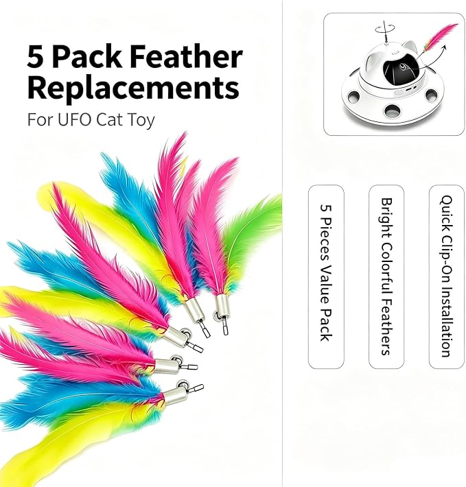 3-in-1 Auto Laser Cat Toy, USB Recharge Motion Activated Kitten Feather Chase Toy - Antenna-Style Feather Replacement Parts