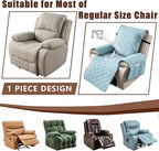 100% Waterproof Recliner Chair Cover, Non-Slip Washable Recliner Slipcover with Elastic Straps & Side Pocket, Stay in Place Furniture Protector for Dogs Cats Kids (Light Blue, 23)