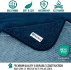 PetAmi Waterproof Dog Blanket, Leakproof Puppy Blanket, 40x60 Navy Blue | For Medium Large Pets, Furniture Sofa Couch Cover Protector, Fleece Throw Indoor Cat Kitten, Reversible Washable Soft Plush