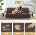 H.VERSAILTEX 100% Waterproof Sofa Covers for 3 Cushion Couch Modern Sofa Cover for Dogs XL Couch Covers for Oversized Sofa with Elastic Straps (Oversized Sofa, Brown/Beige)