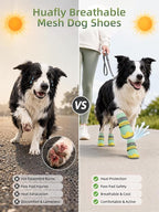 Huafly Dog Shoes for Large Medium Small Dogs,Adjustable Reflective Mesh Breathable Boots & Paw Protectors for Hot Pavement Summer,Anti-Slip Booties for Hard Floors Walking Running Hiking (Size 1)